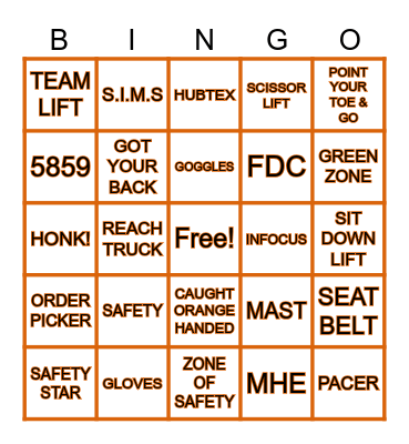 5859 SAFETY BINGO Card