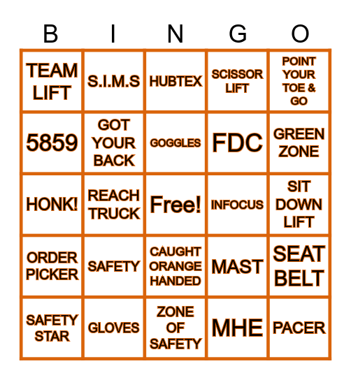 5859 SAFETY BINGO Card