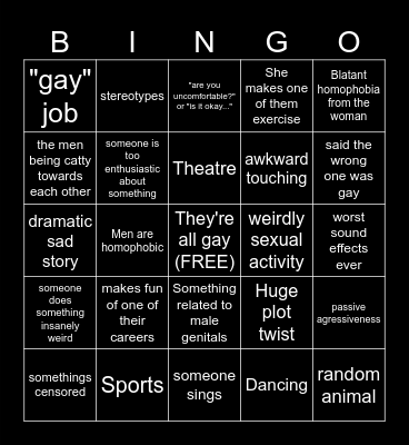 Gay, Straight, Or Taken Bingo Card