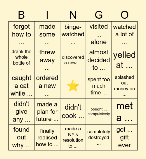 Did you ... on holidays? Bingo Card