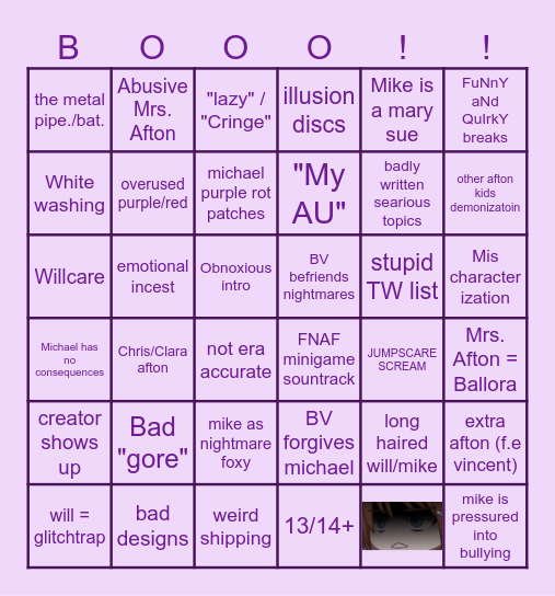 GACHA AFTON FAMILY BINGOR Bingo Card