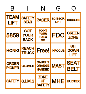 5859 SAFETY BINGO Card