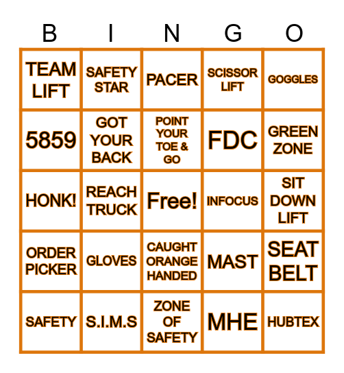 5859 SAFETY BINGO Card