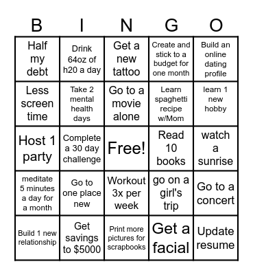 Jordan's 2025 Bingo Card