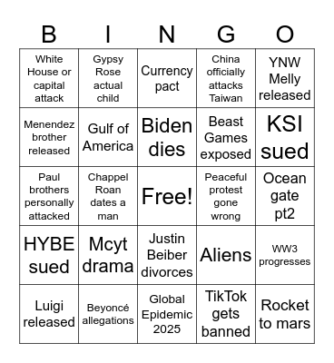 2025 Bingo Card