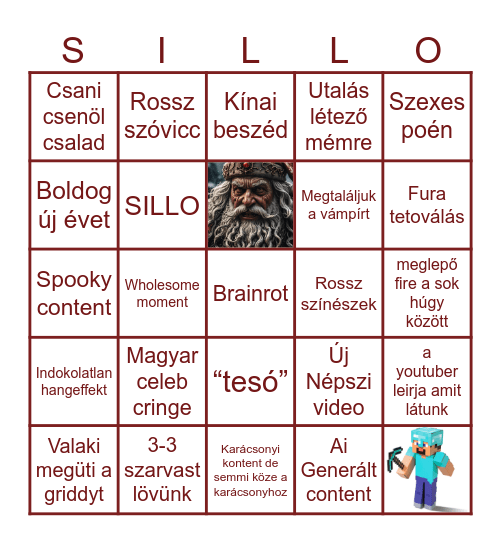 Sickboy Winter Bratyokarácsony 2024/25 Bingo Card