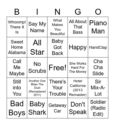 SFT Music BINGO Card