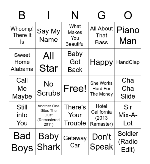 SFT Music BINGO Card