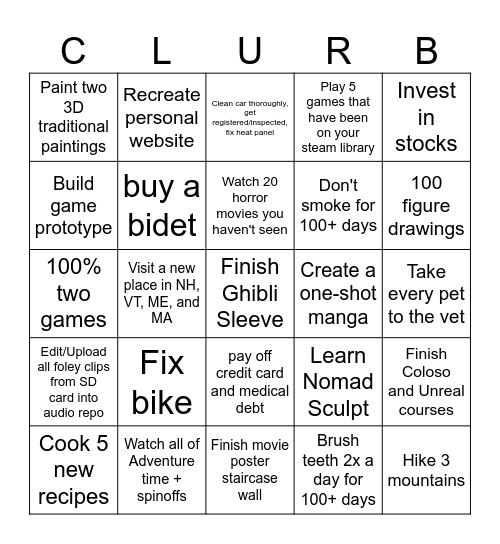 2025 Bingo Card
