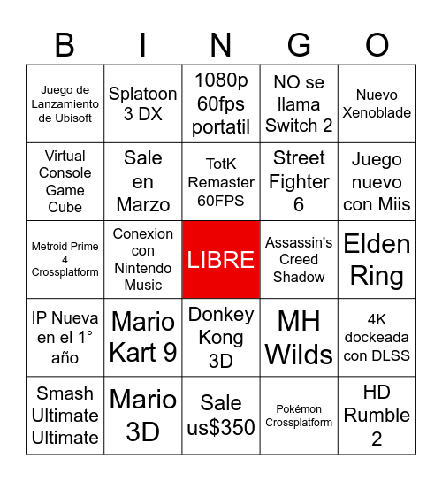 SWITCH 2 Bingo Card