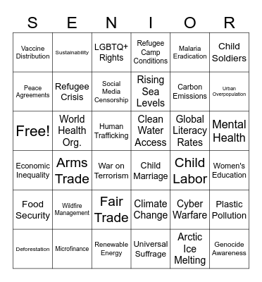 Global Issues Bingo Card