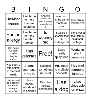 PAG Conference Mentorship Program Bingo Card