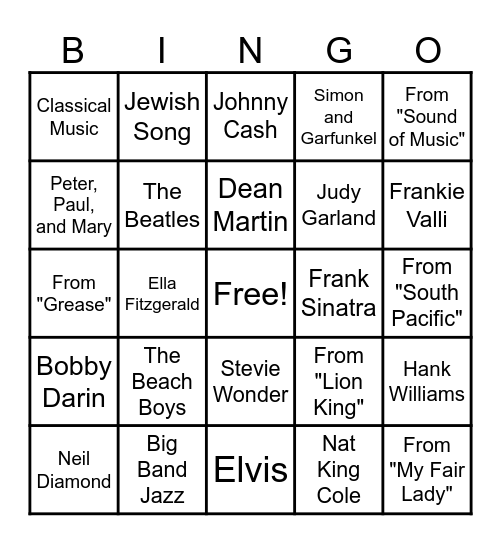 Music Bingo! Bingo Card