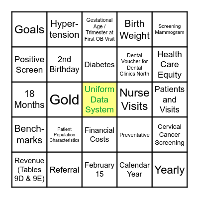 UDS Bingo Card