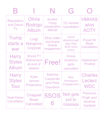 2025 bingo Card