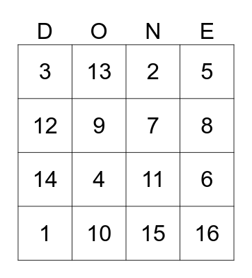 MATHS TRANSFORM Bingo Card