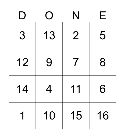 MATHS TRANSFORM Bingo Card