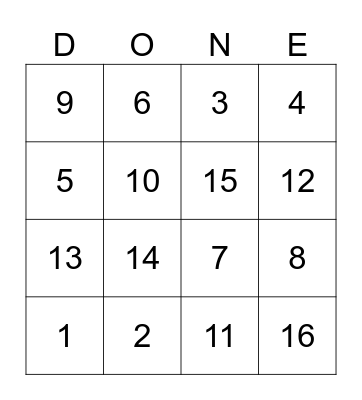 MATHS TRANSFORM Bingo Card