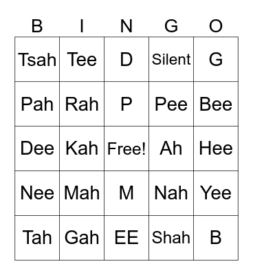 Lesson 1-7 Sounds Review Bingo Card