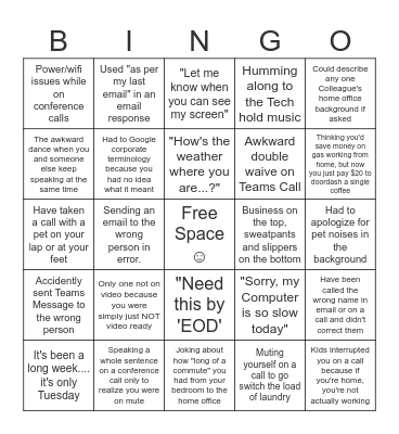 work work work work work! Bingo Card