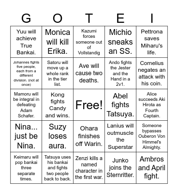 TYBW Bingo Card Bingo Card