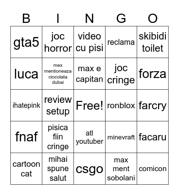 max Bingo Card
