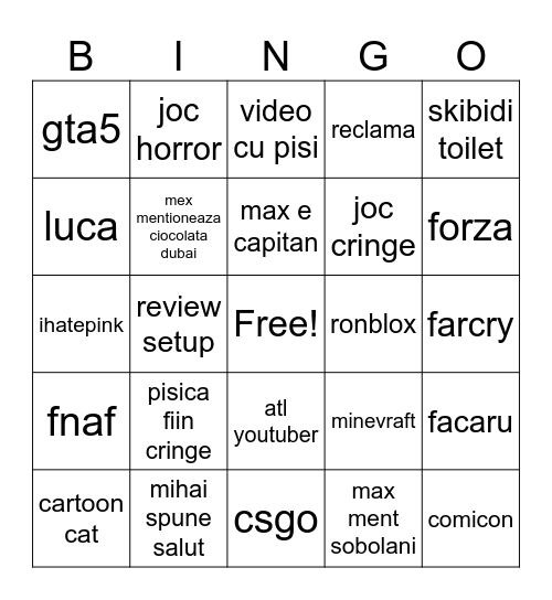 max Bingo Card