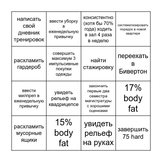 ханикарбс 2025 бинго ✨ Bingo Card