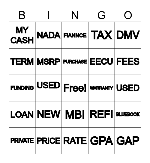 New Auto Bingo Card