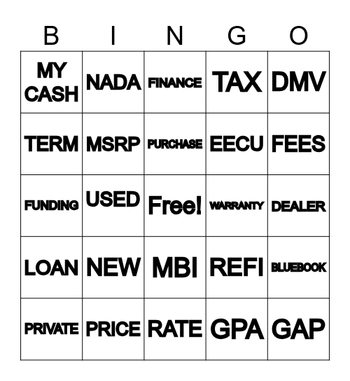 New Auto Bingo Card