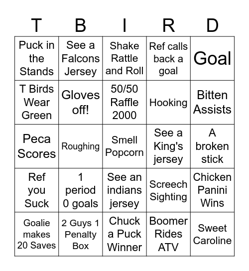 Throwback Bingo Card