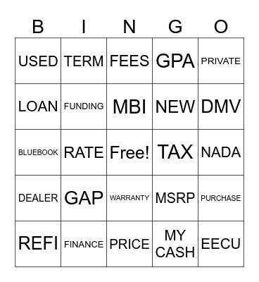 New Auto Bingo Card