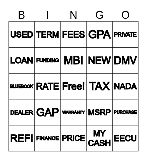 New Auto Bingo Card