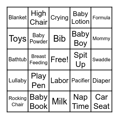 Molly's Baby Shower Bingo Card