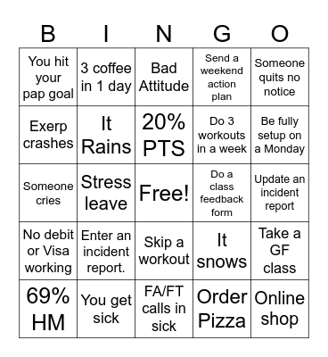 January Bingo Card