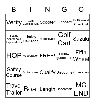 Special Lines Fullfillment  Bingo Card