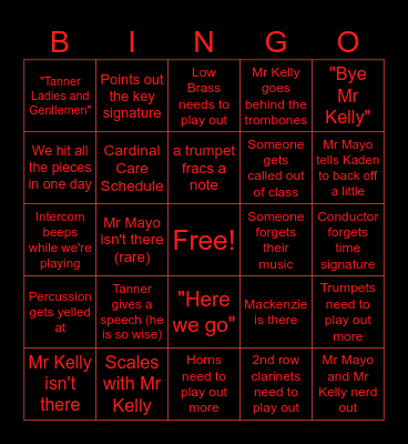 Brighton Band Bingo Card