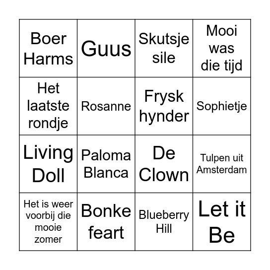 Joris in 't veldstate korte ronde Bingo Card