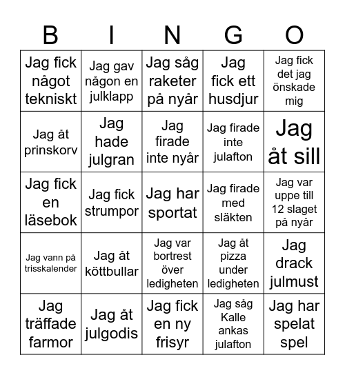 Jullovet! Bingo Card