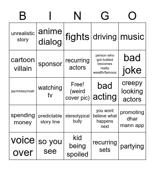 dhar mann bingo Card