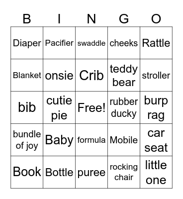 Baby Shower Bingo Card