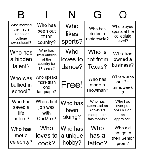 Senior Buyer Bingo Card