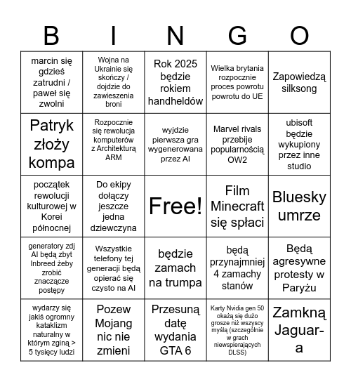 2025 Bingo Card