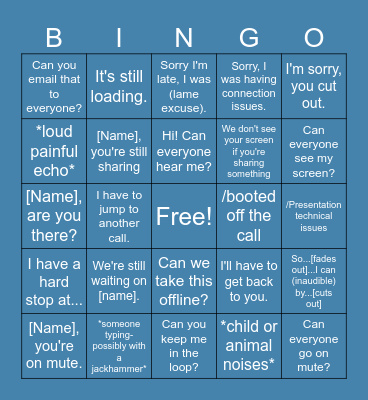 Conference Calls Bingo Card