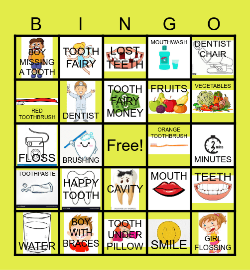 DENTAL HEALTH BINGO Card