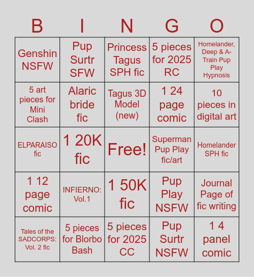 Tagus Art Bingo Card