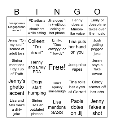Garrett Bingo Card