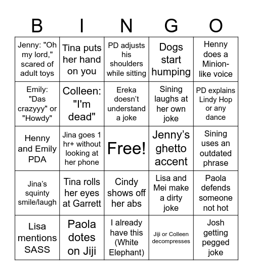 Jo Bingo Card