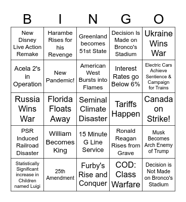 2025 Bingo Card