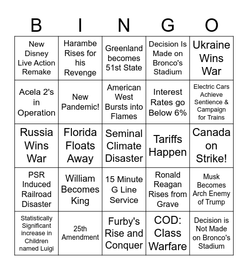 2025 Bingo Card